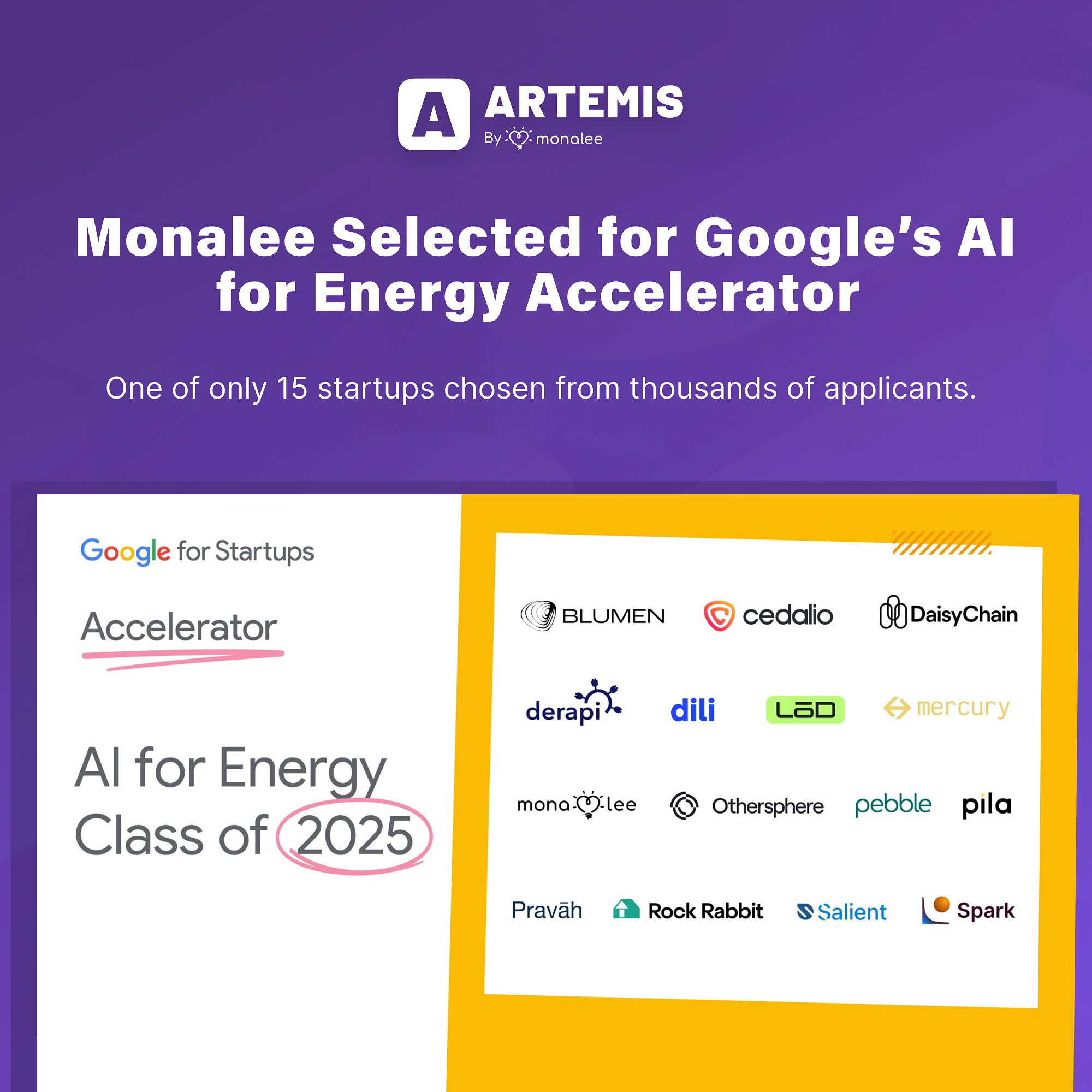 Monalee Selected for Google’s AI for Energy Accelerator